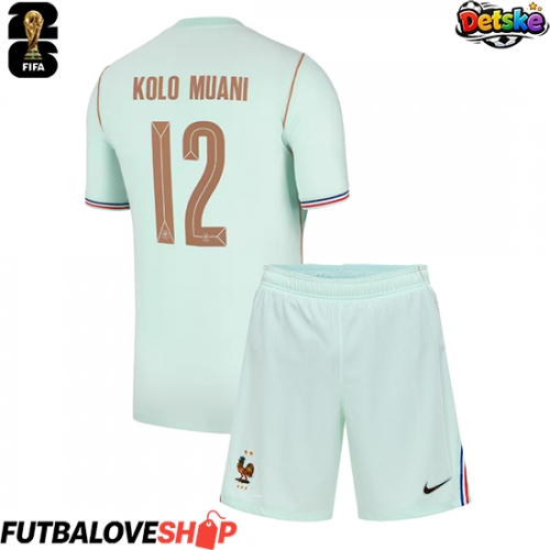 Dres Francúzsko Randal Kolo Muani #12 Preč pre deti MS 2026 Krátky Rukáv (+ trenírky)